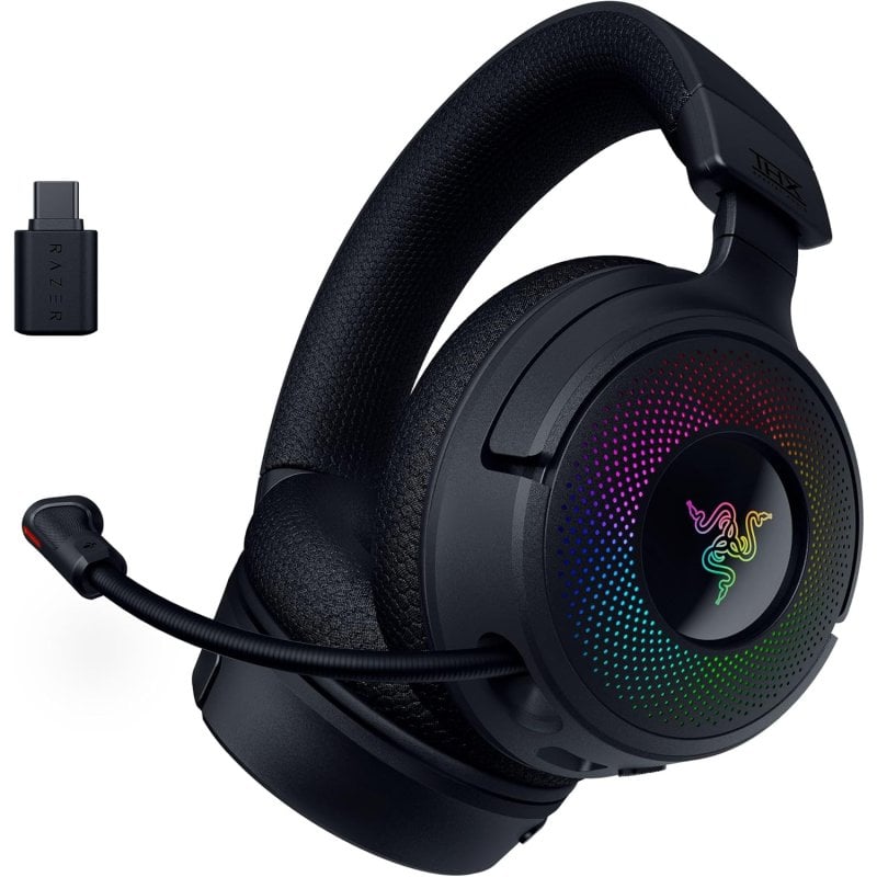 Fones de ouvido sem fio Bluetooth Razer Kraken V4 para jogos pretos