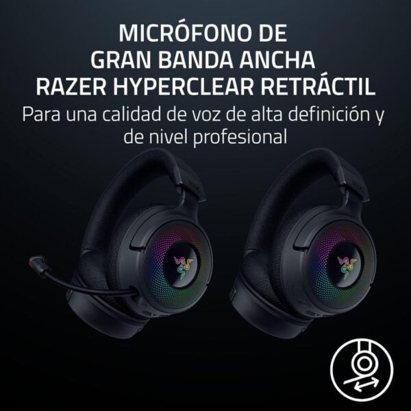 Fones de ouvido sem fio Bluetooth Razer Kraken V4 para jogos pretos