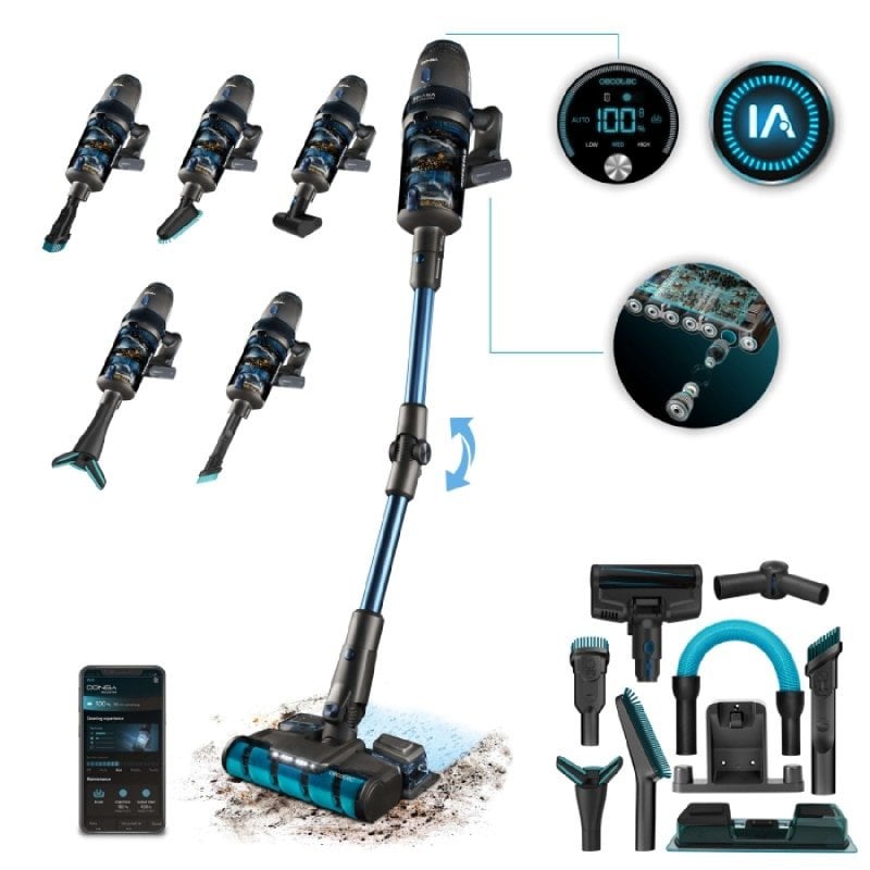 Cecotec Conga Rockstar 11500 Odyssey ErgoWet Connected IA Aspirador Vertical/Portátil sem Fio 850W